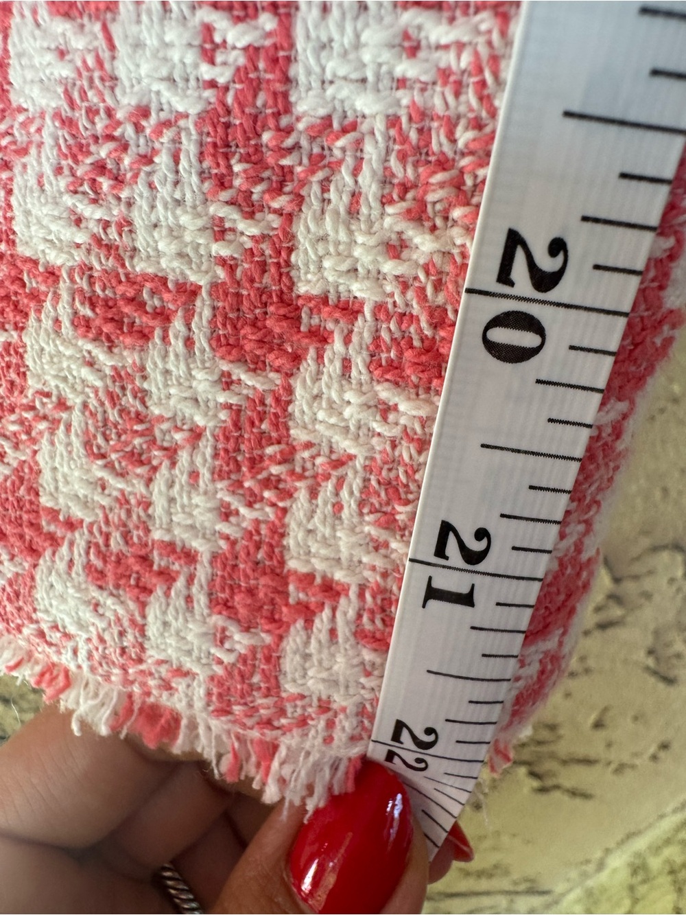 Talbots Pink & White Houndstooth Collarless Tweed Jacket size 12 - Picture 5 of 8